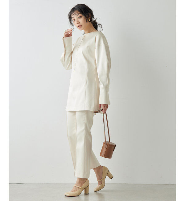  「ストレッチサテンフレアパンツ」|チノ|