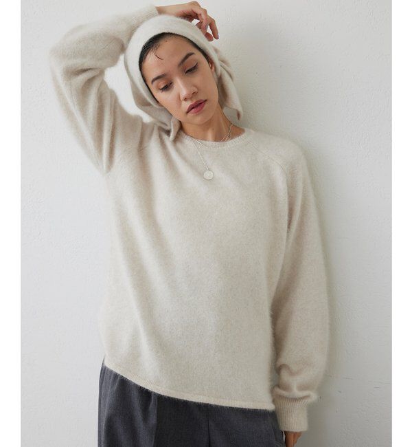 THE PAUSE「【THE PAUSE】ファーニットスカーフSET プルオーバー」|ニット・セーター|ライトベージュ
