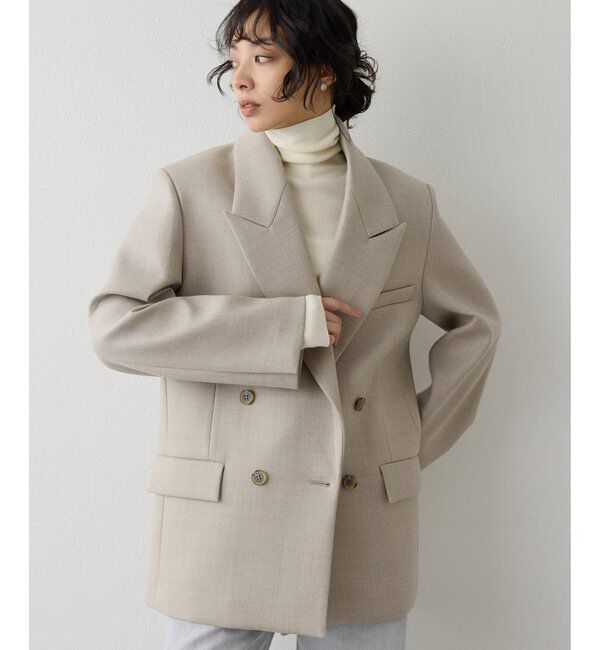  「ボンディングオーバージャケット」|テーラードジャケット|ベージュ