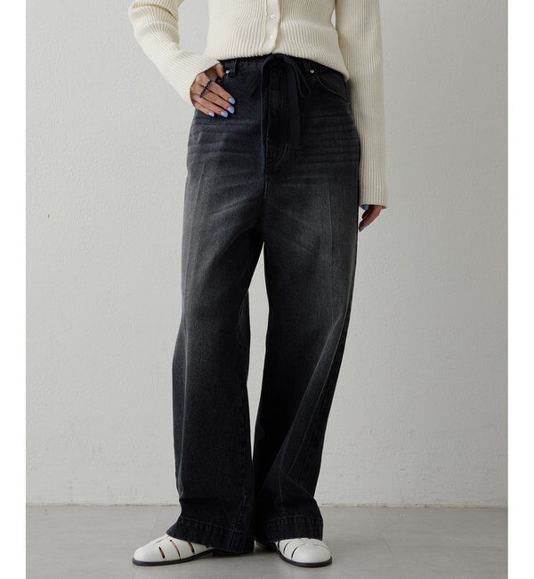  「センタープレスブラックデニムパンツ」|デニム|