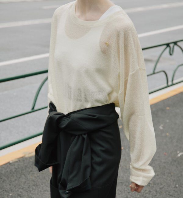  「ウールブレンドオーバーロンT」|Tシャツ・カットソー|アイボリー