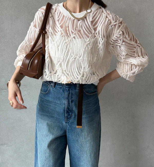  「長袖刺繍レーストップス」|シャツ・ブラウス|