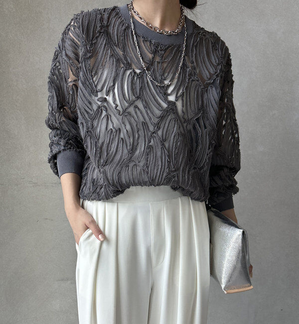  「長袖刺繍レーストップス」|シャツ・ブラウス|