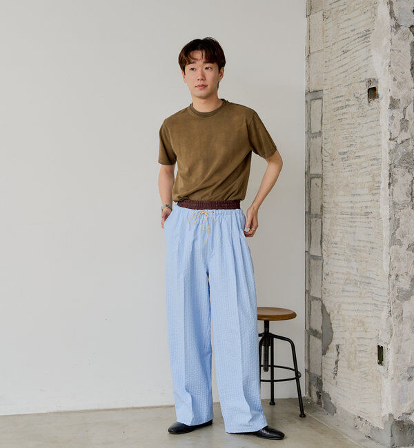  「*【WHIMSIC/SETUP対応】ウエストレイヤードストライプパンツ」|チノ|