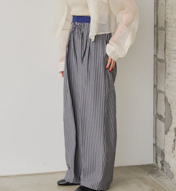  「*【WHIMSIC/SETUP対応】ウエストレイヤードストライプパンツ」|チノ|