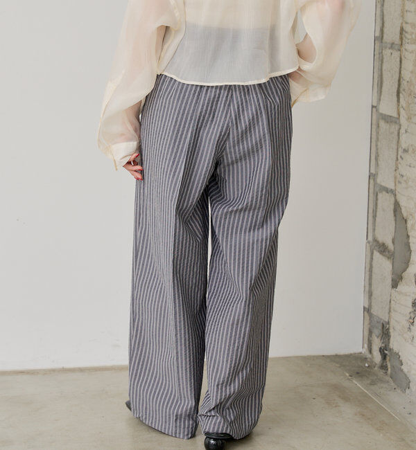  「*【WHIMSIC/SETUP対応】ウエストレイヤードストライプパンツ」|チノ|