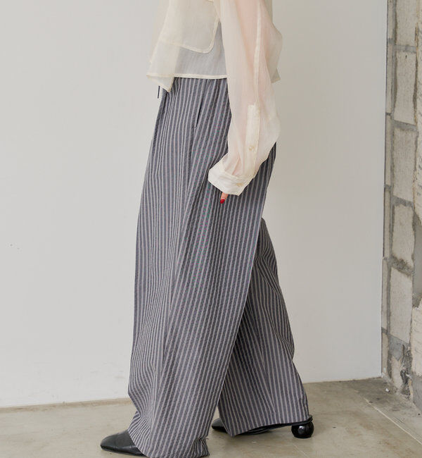  「*【WHIMSIC/SETUP対応】ウエストレイヤードストライプパンツ」|チノ|