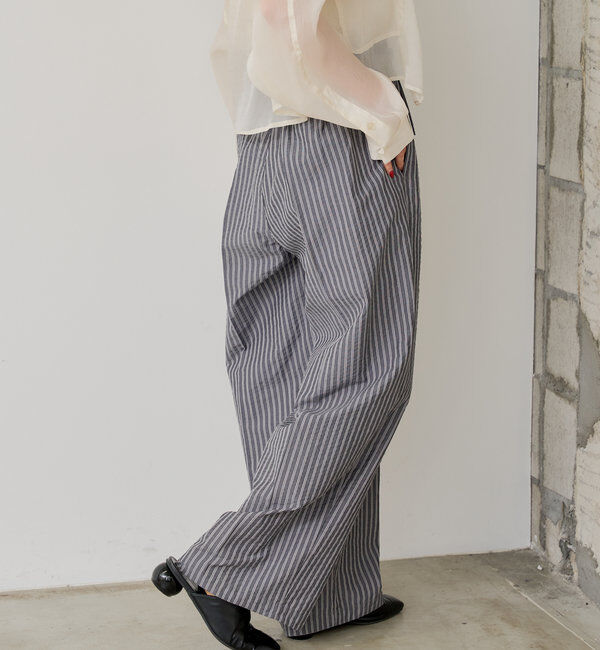  「*【WHIMSIC/SETUP対応】ウエストレイヤードストライプパンツ」|チノ|
