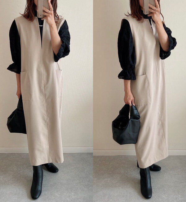  「《累計販売１万枚突破！・３サイズ展開》スリットネックジャンスカ」|ワンピース|