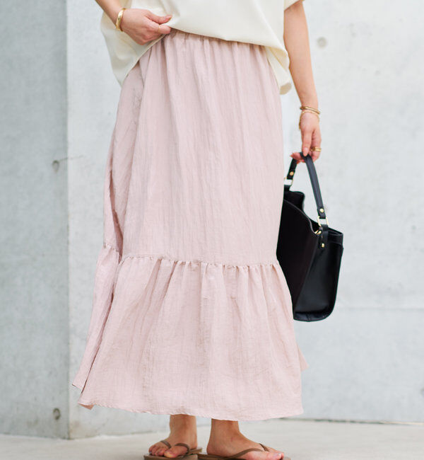  「《ウエストゴムでストレスフリー》ヴィンテージシワ加工スカート」|スカート|