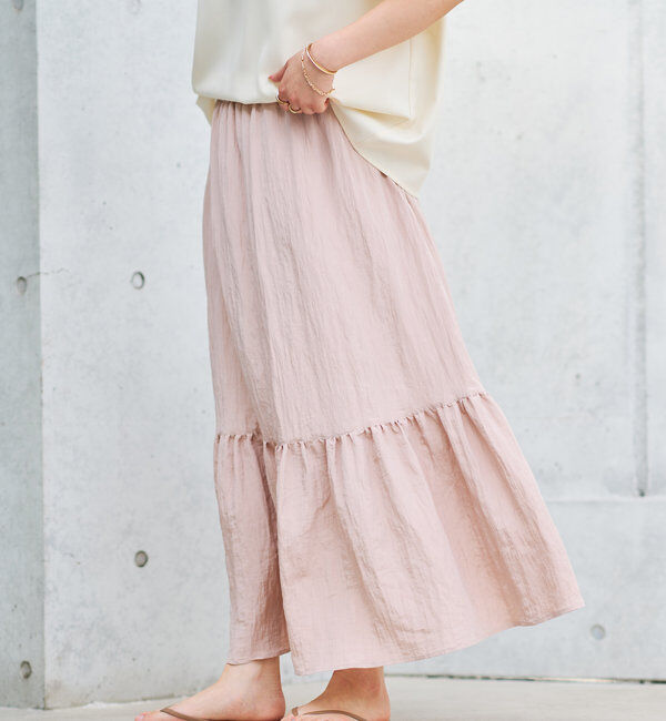  「《ウエストゴムでストレスフリー》ヴィンテージシワ加工スカート」|スカート|