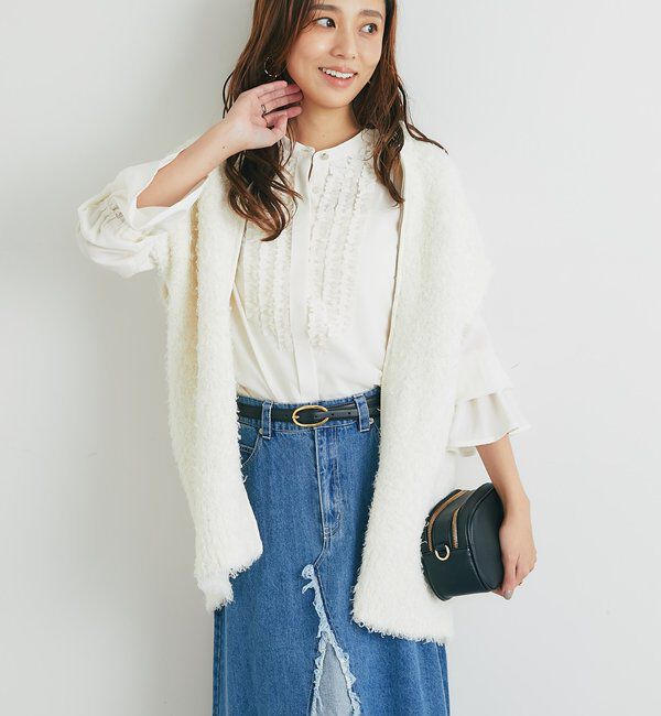  「《こなれカジュアルに◎》カールボアライクニットZIPベスト」|ニット・セーター|