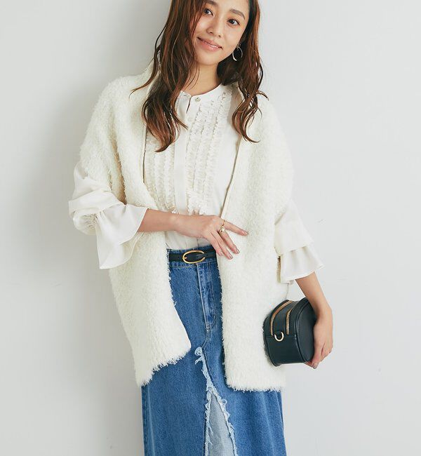  「《こなれカジュアルに◎》カールボアライクニットZIPベスト」|ニット・セーター|