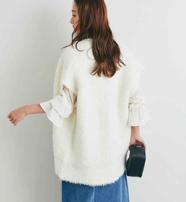  「《こなれカジュアルに◎》カールボアライクニットZIPベスト」|ニット・セーター|