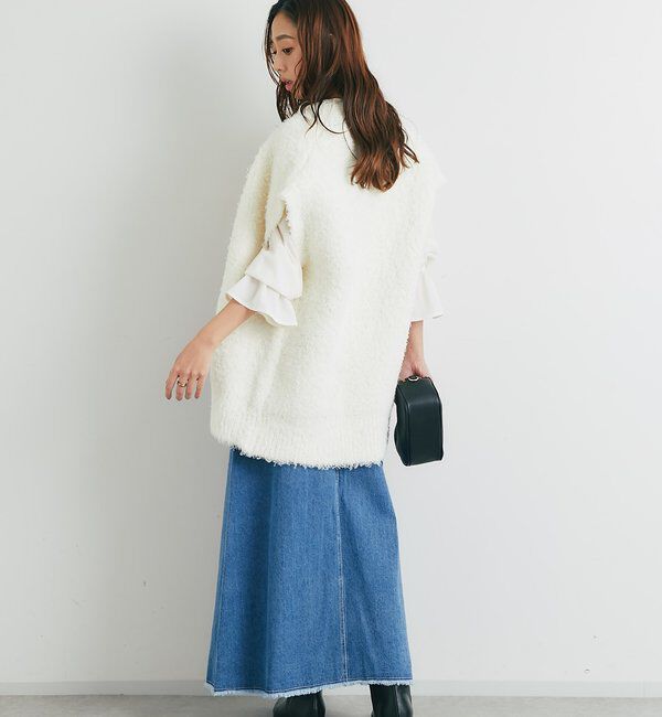  「《こなれカジュアルに◎》カールボアライクニットZIPベスト」|ニット・セーター|