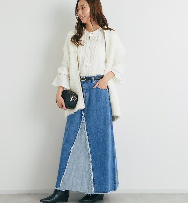  「《こなれカジュアルに◎》カールボアライクニットZIPベスト」|ニット・セーター|