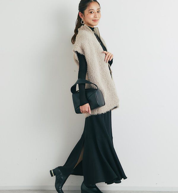  「《こなれカジュアルに◎》カールボアライクニットZIPベスト」|ニット・セーター|