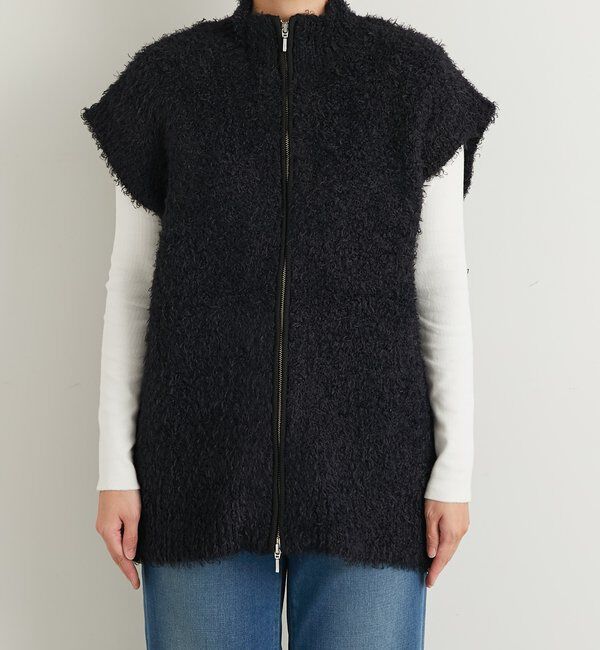  「《こなれカジュアルに◎》カールボアライクニットZIPベスト」|ニット・セーター|