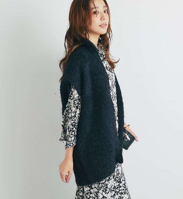  「《こなれカジュアルに◎》カールボアライクニットZIPベスト」|ニット・セーター|