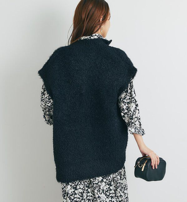  「《こなれカジュアルに◎》カールボアライクニットZIPベスト」|ニット・セーター|