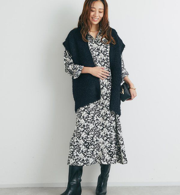  「《こなれカジュアルに◎》カールボアライクニットZIPベスト」|ニット・セーター|