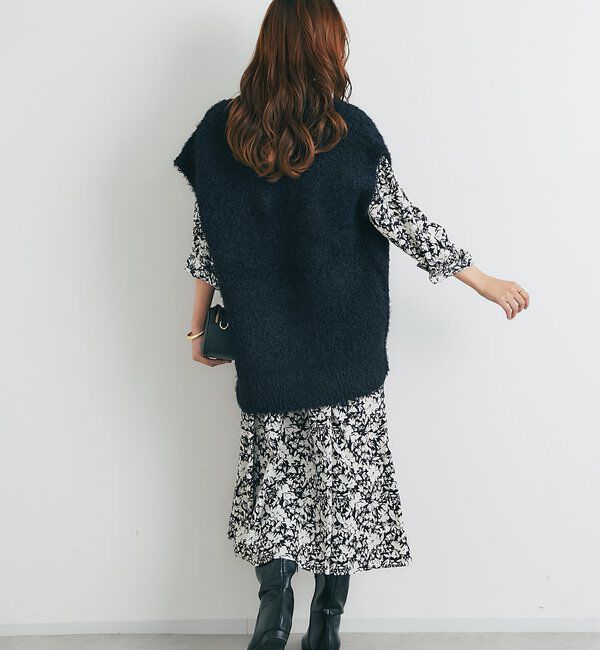  「《こなれカジュアルに◎》カールボアライクニットZIPベスト」|ニット・セーター|