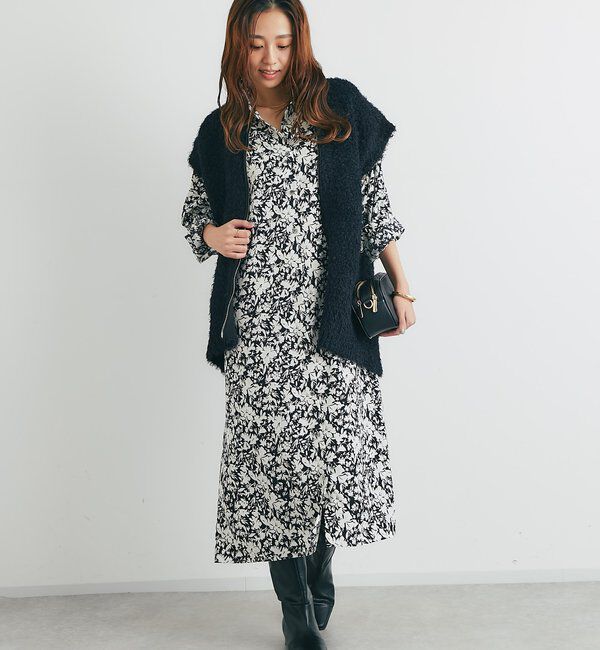  「《こなれカジュアルに◎》カールボアライクニットZIPベスト」|ニット・セーター|