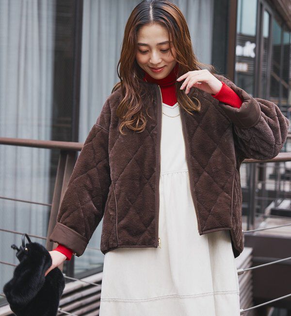  「《2WAY仕様◎》リバーシブルZIPファーキルトブルゾン」|その他|
