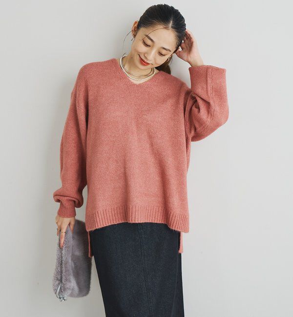  「《人気アイテム・柔らかく軽い着心地》ヤクライクVネックニット」|ニット・セーター|