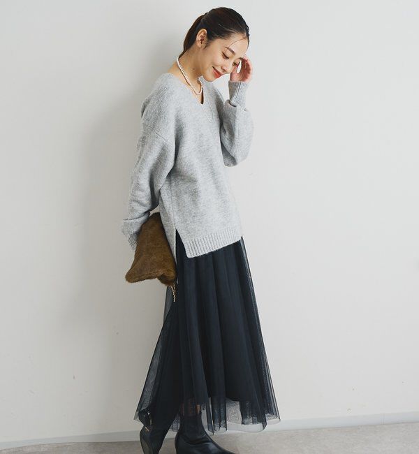  「《人気アイテム・柔らかく軽い着心地》ヤクライクVネックニット」|ニット・セーター|