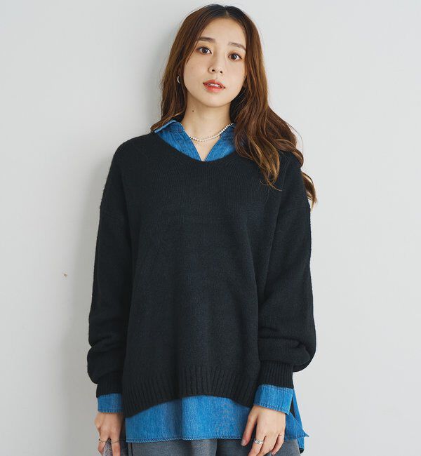  「《人気アイテム・柔らかく軽い着心地》ヤクライクVネックニット」|ニット・セーター|