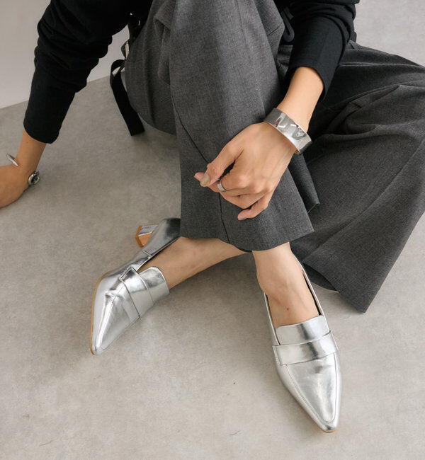  「【すっきりとした足元に】ヒールローファー」|ロングブーツ|シルバー