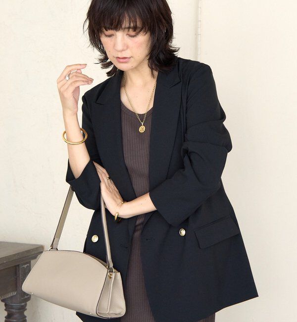  「【オンオフ着れる】ライトピークドラペルジャケット」|テーラードジャケット|ブラック