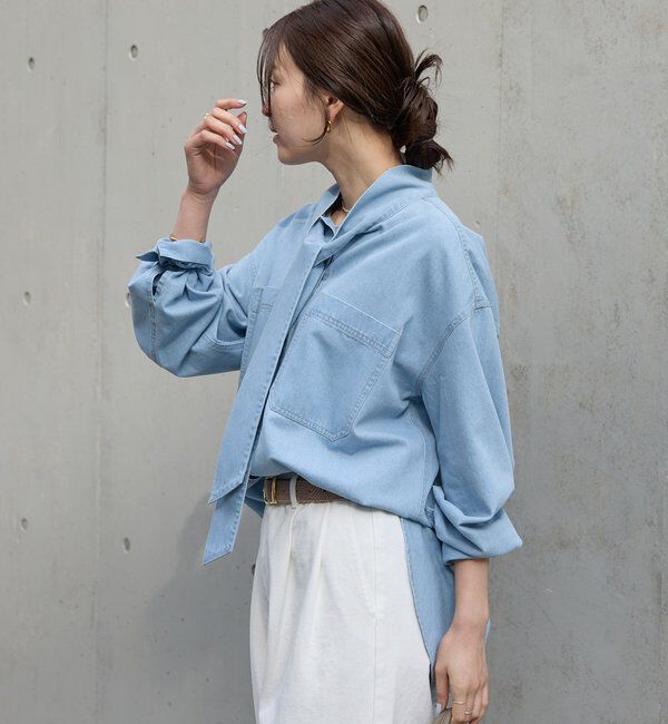  「予約【新色追加/抜け感】デニムボウタイシャツ」|シャツ・ブラウス|