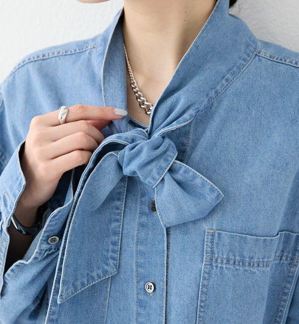  「予約【新色追加/抜け感】デニムボウタイシャツ」|シャツ・ブラウス|