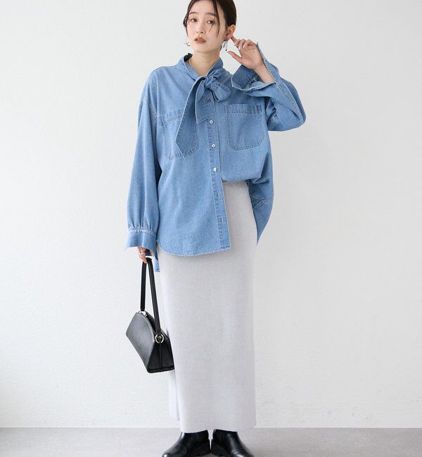  「予約【新色追加/抜け感】デニムボウタイシャツ」|シャツ・ブラウス|