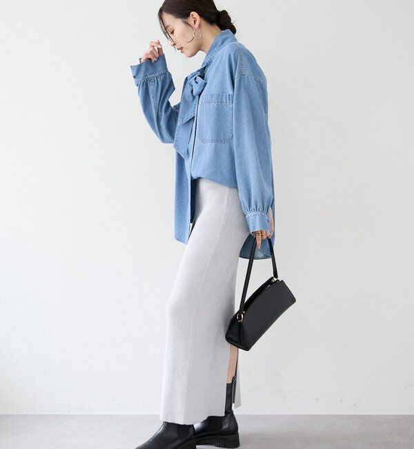  「予約【新色追加/抜け感】デニムボウタイシャツ」|シャツ・ブラウス|