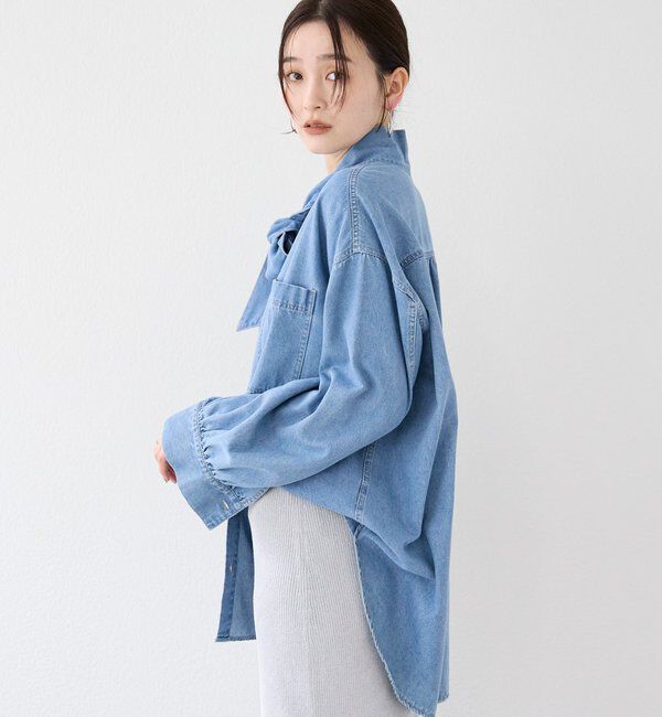  「予約【新色追加/抜け感】デニムボウタイシャツ」|シャツ・ブラウス|