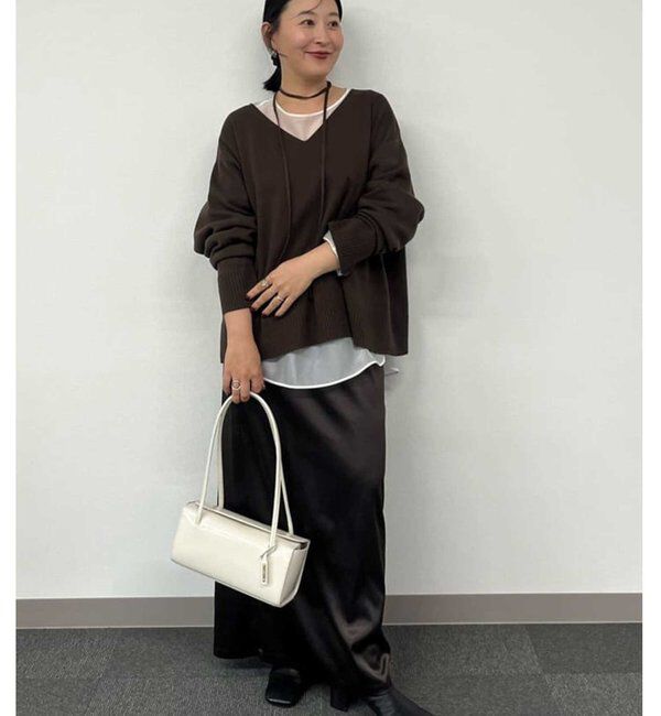  「【CHIKAコラボ】【着やせ&times;時短おしゃれ】タイ付き総針Vネックニット」|ニット・セーター|