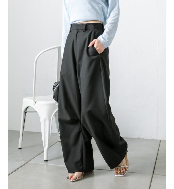  「【３サイズ/6色展開】カーブスラックス」|チノ|ブラック