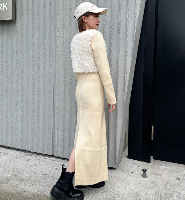  「[mline]カットアウトニットワンピース」|ワンピース|