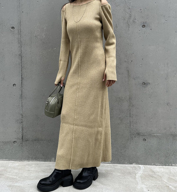  「[mline]カットアウトニットワンピース」|ワンピース|