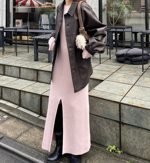  「[mline]カットアウトニットワンピース」|ワンピース|