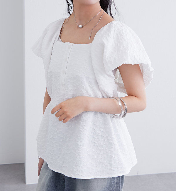  「エンボスパフブラウス」|シャツ・ブラウス|