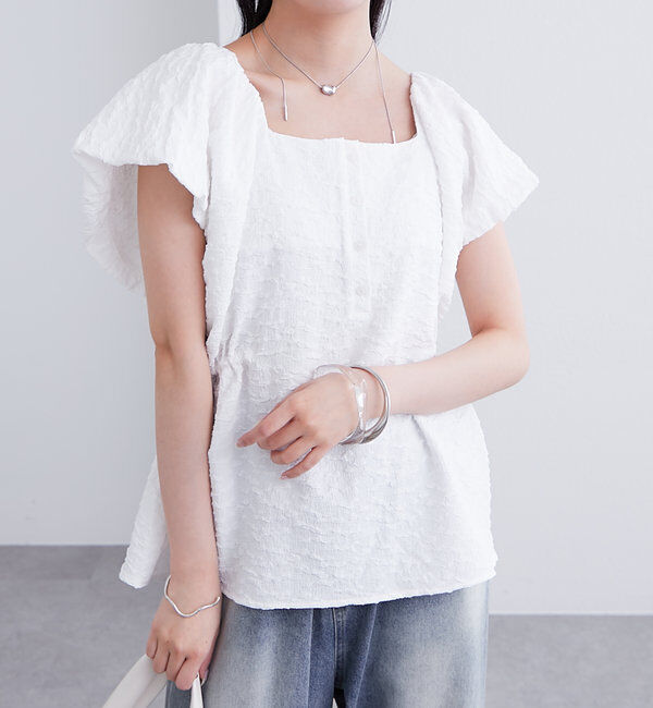  「エンボスパフブラウス」|シャツ・ブラウス|