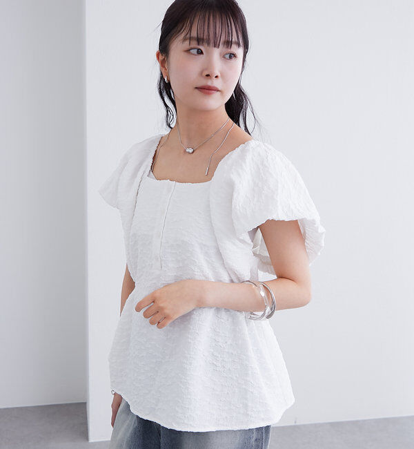  「エンボスパフブラウス」|シャツ・ブラウス|