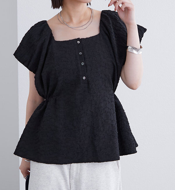  「エンボスパフブラウス」|シャツ・ブラウス|