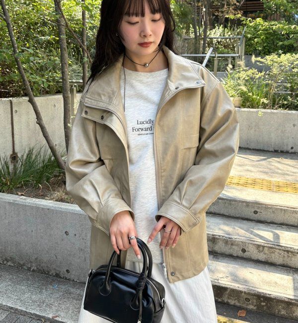  「ドロストフェイクレザーブルゾン」|ブルゾン・スタジャン|