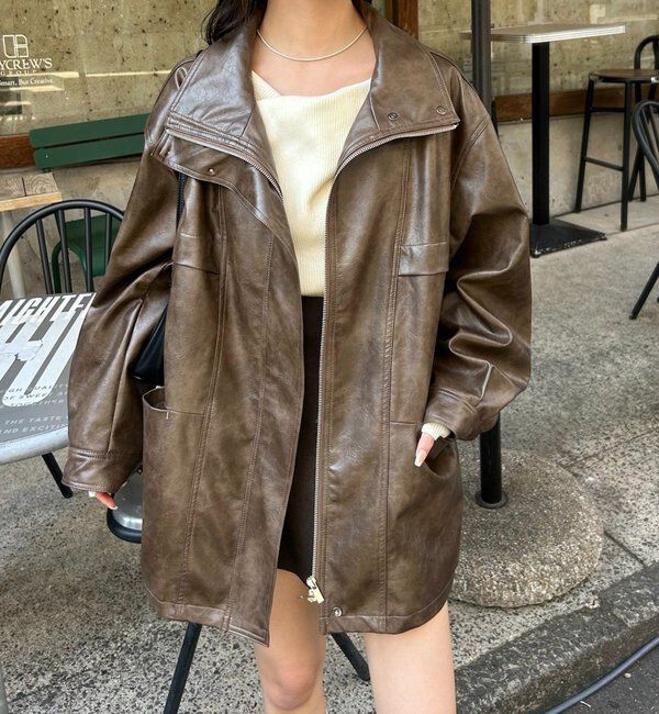  「ドロストフェイクレザーブルゾン」|ブルゾン・スタジャン|