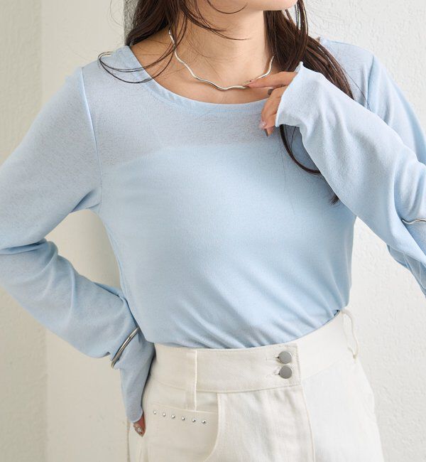  「裾ギャザーシアーロンＴ」|Tシャツ・カットソー|